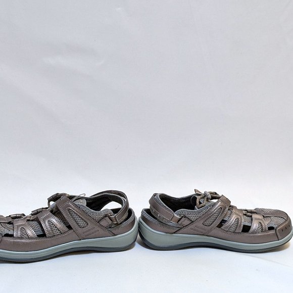 Orthofeet Verona Pewter Metallic Elastic Strap Sandals Women's Sz 10 Extra Wide - Picture 5 of 6